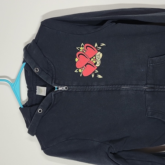 Ed Hardy Full Zip Hooded Sweatshirt Black Womens Small - Picture 2 of 7